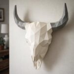 Papercraft squelette de crâne bison en origami 3D
