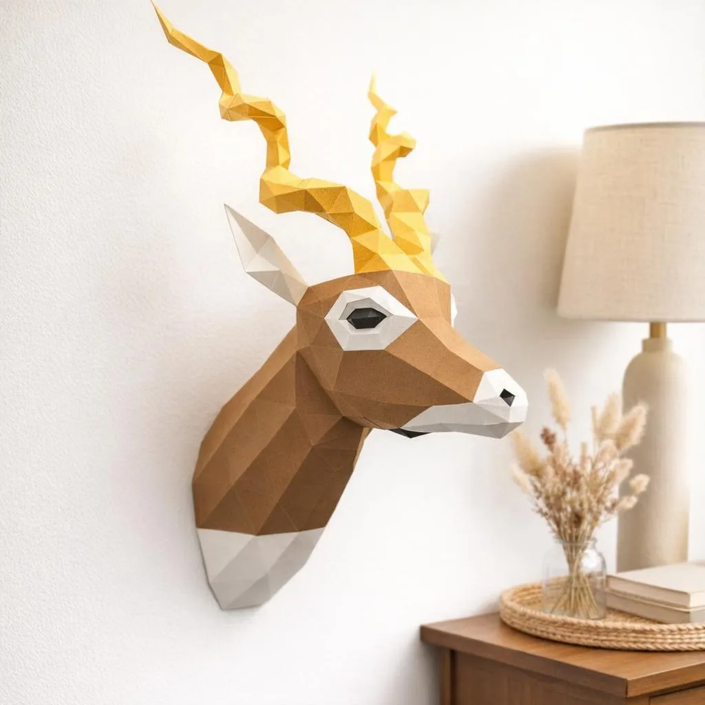 Papercraft Blackbuck-Antilopenkopf als Origami