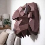 Papercraft tête de bison en origami 3D, vue 2