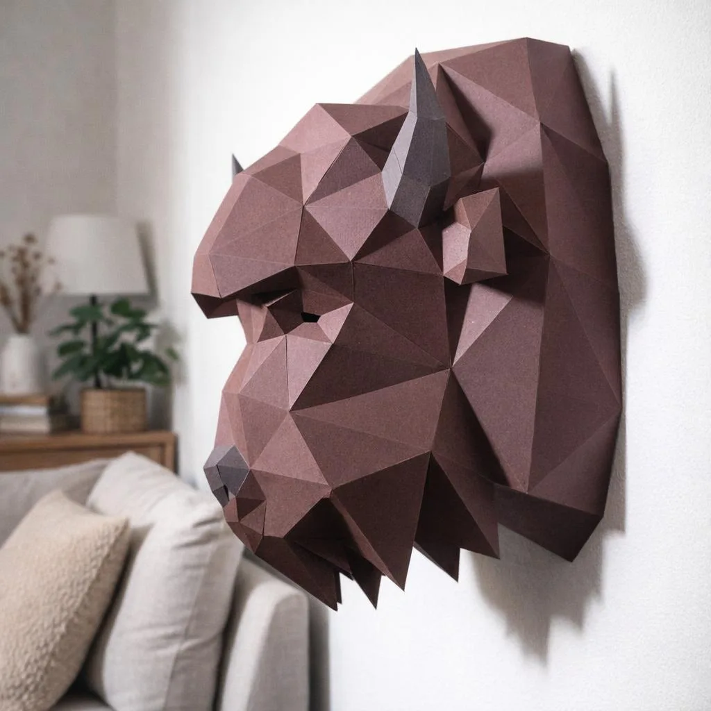 Papercraft testa di bisonte in origami 3D