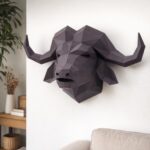Papercraft cabeça de búfalo em origami