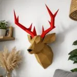 Papercraft testa di cervo murale in origami 3D