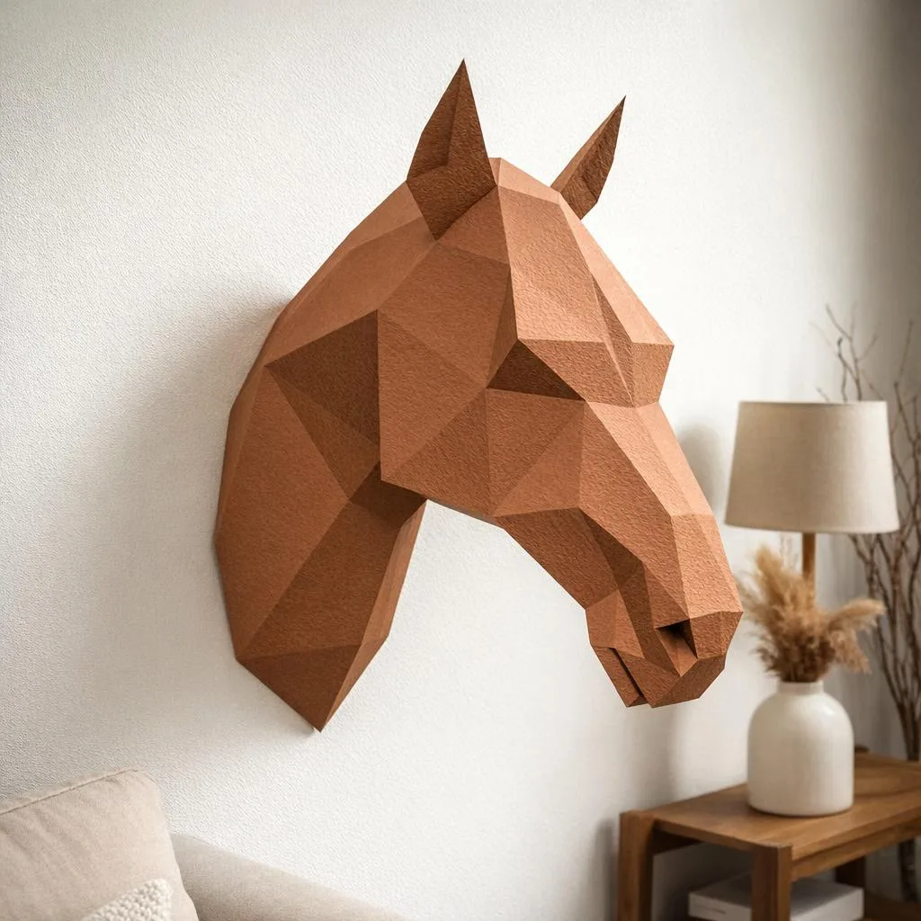 Papercraft cabeça de cavalo em origami