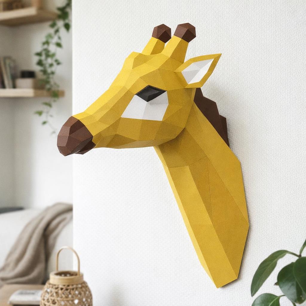 Papercraft tête de girafe en origami 3D