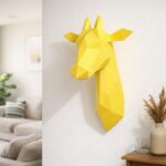 Papercraft tête de girafe simpliste en origami mural
