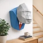 Gorilla kop papercraft met pak - 3D origami, weergave 2