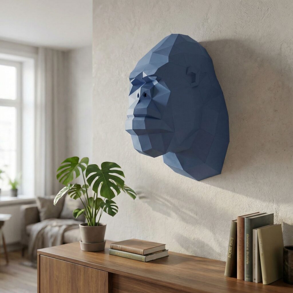 Papercraft tête de gorille en origami 3D