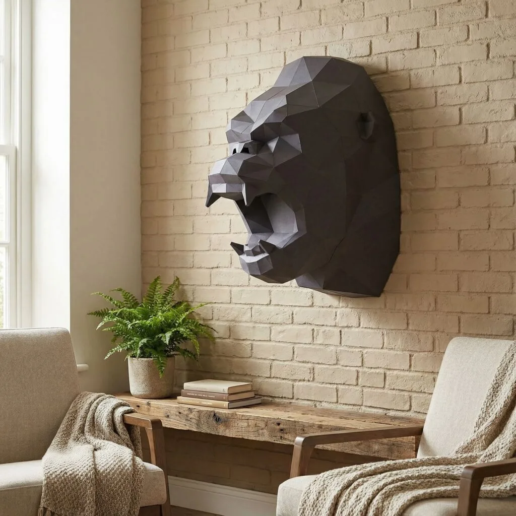 Papercraft King-Kong-Kopf als 3D-Origami