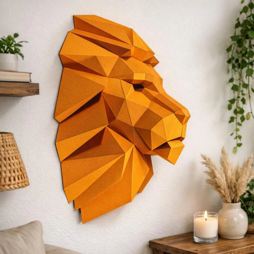 Papercraft testa di leone in origami