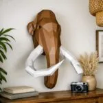 Papercraft testa di mammut murale in origami 3D