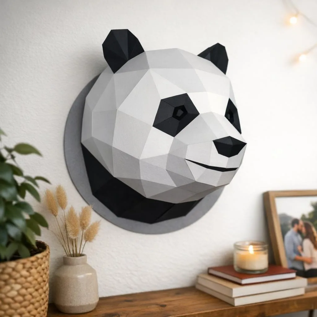 Papercraft Panda-Kopf aus Origami