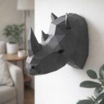 Papercraft tête de rhinocéros murale en origami 3D