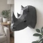 Rhinoceros 3D papercraft muurhoofd, weergave 2