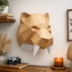 Papercraft tête de sabre préhistorique en origami 3D