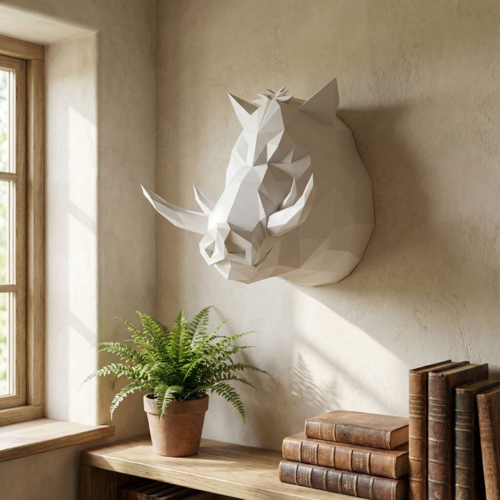 Papercraft tête de sanglier en origami