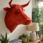 Origami 3D - Tête de taureau rouge, weergave 2