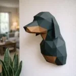 Teckel hoofd in origami 3D, weergave 2