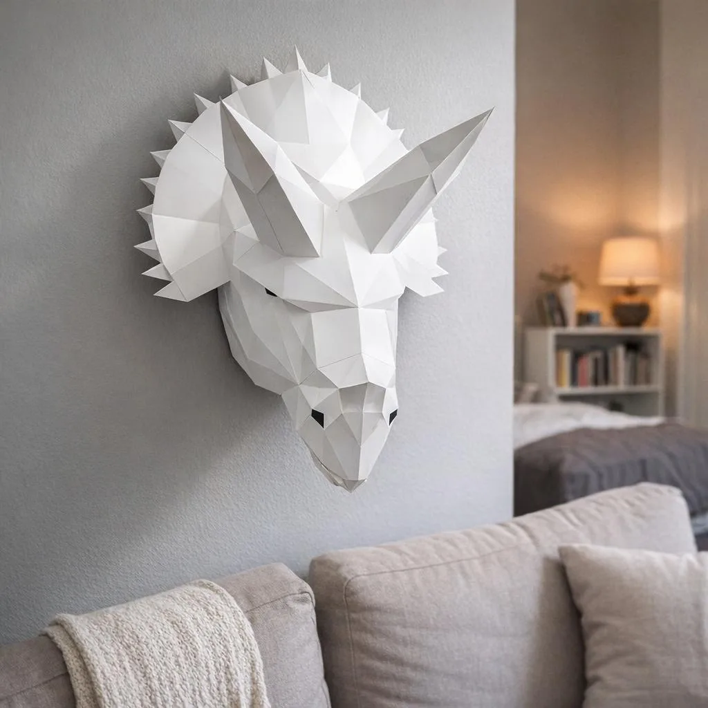 Papercraft Triceratops Head in 3D Origami