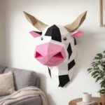 Papercraft cabeça de vaca em origami 3D