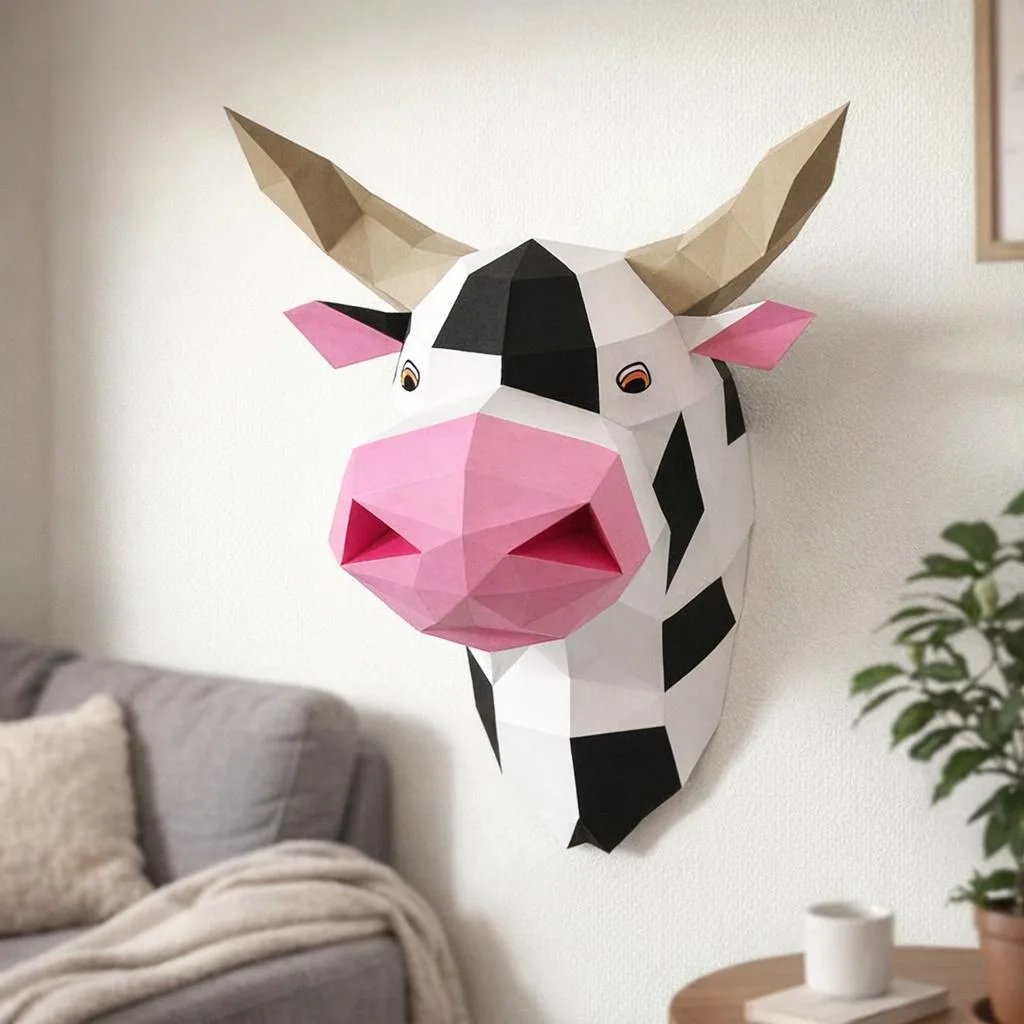 Papercraft Kuhkopf aus 3D-Origami