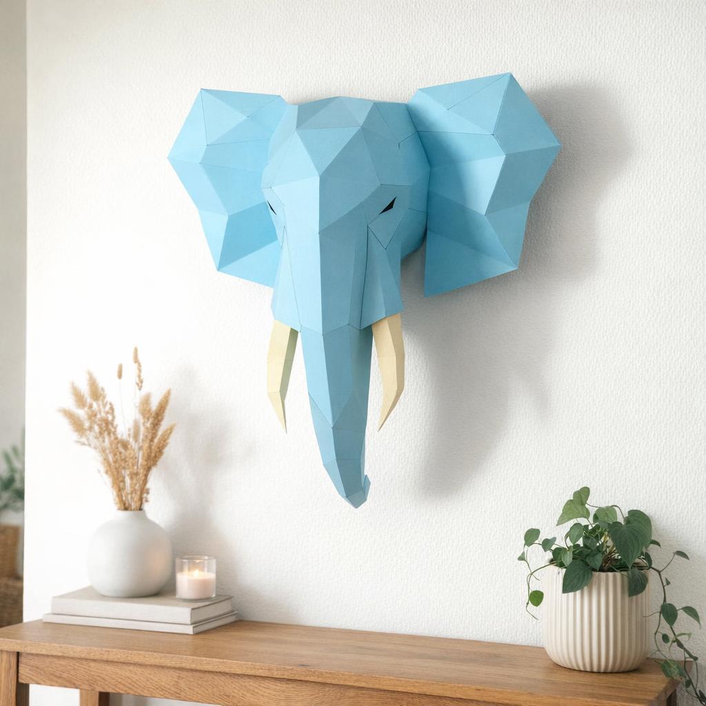 Papercraft tête d'éléphant en origami