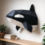 Papercraft cabeça de orca em origami 3D