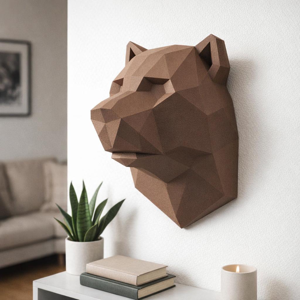 Papercraft de trophée tigre en origami 3D