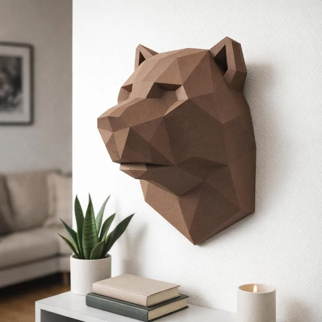 Papercraft Bärenkopf aus Origami
