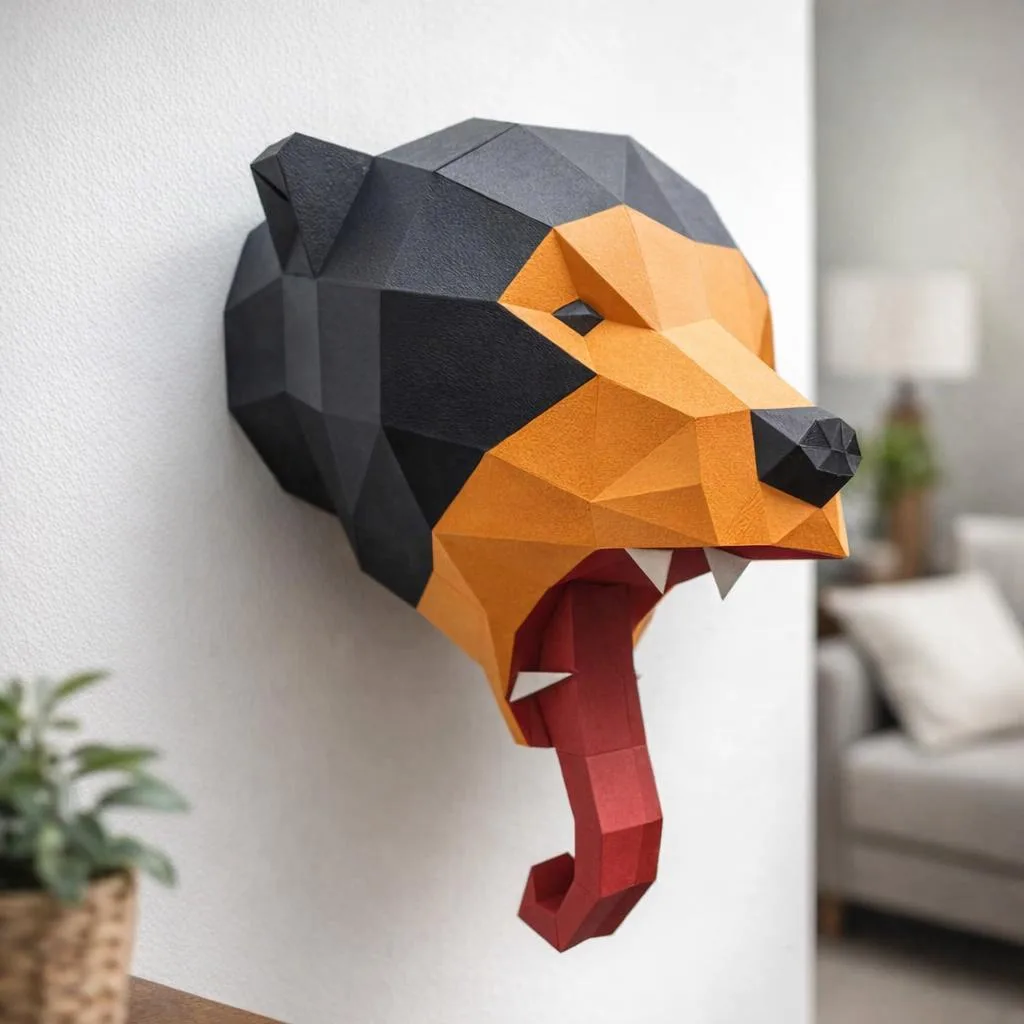 Papercraft cabeça de urso-malaio em origami