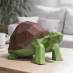 Groene schildpad papercraft 3D origami, weergave 2