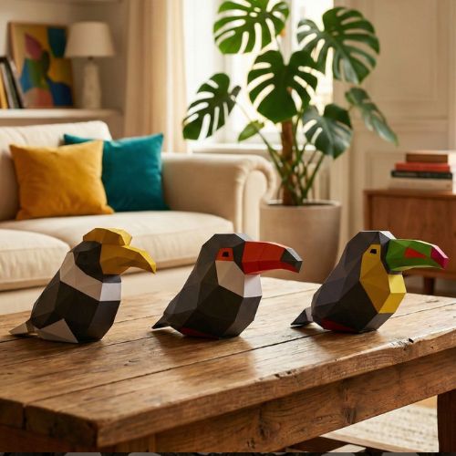Papercraft toucan et calao en origami 3D