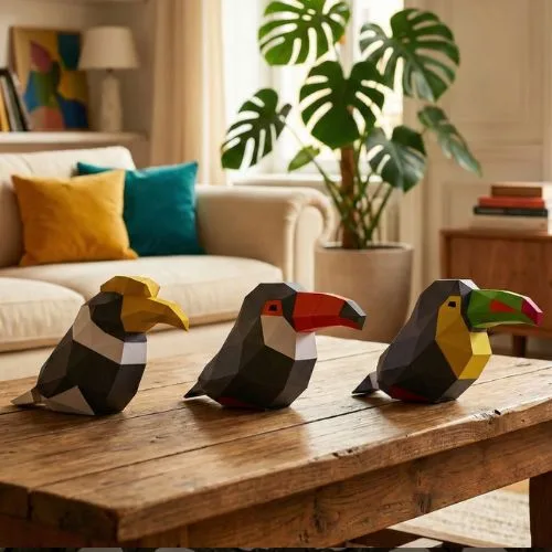 Papercraft Tukan und Hornvogel als 3D-Origami