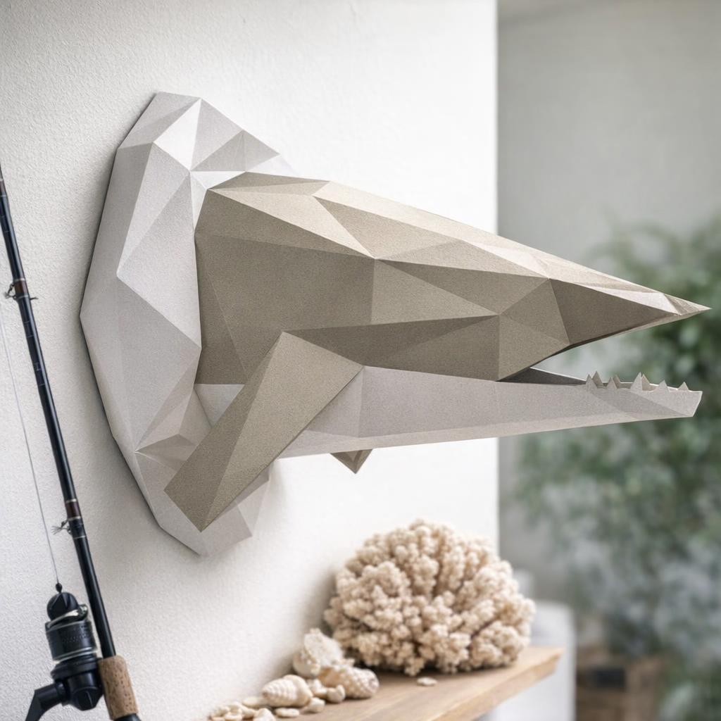 Papercraft troféu de barracuda em origami 3D Papercraft troféu de barracuda em origami 3D