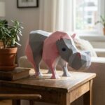 Papercraft trophée tête d’hippopotame en origami 3D