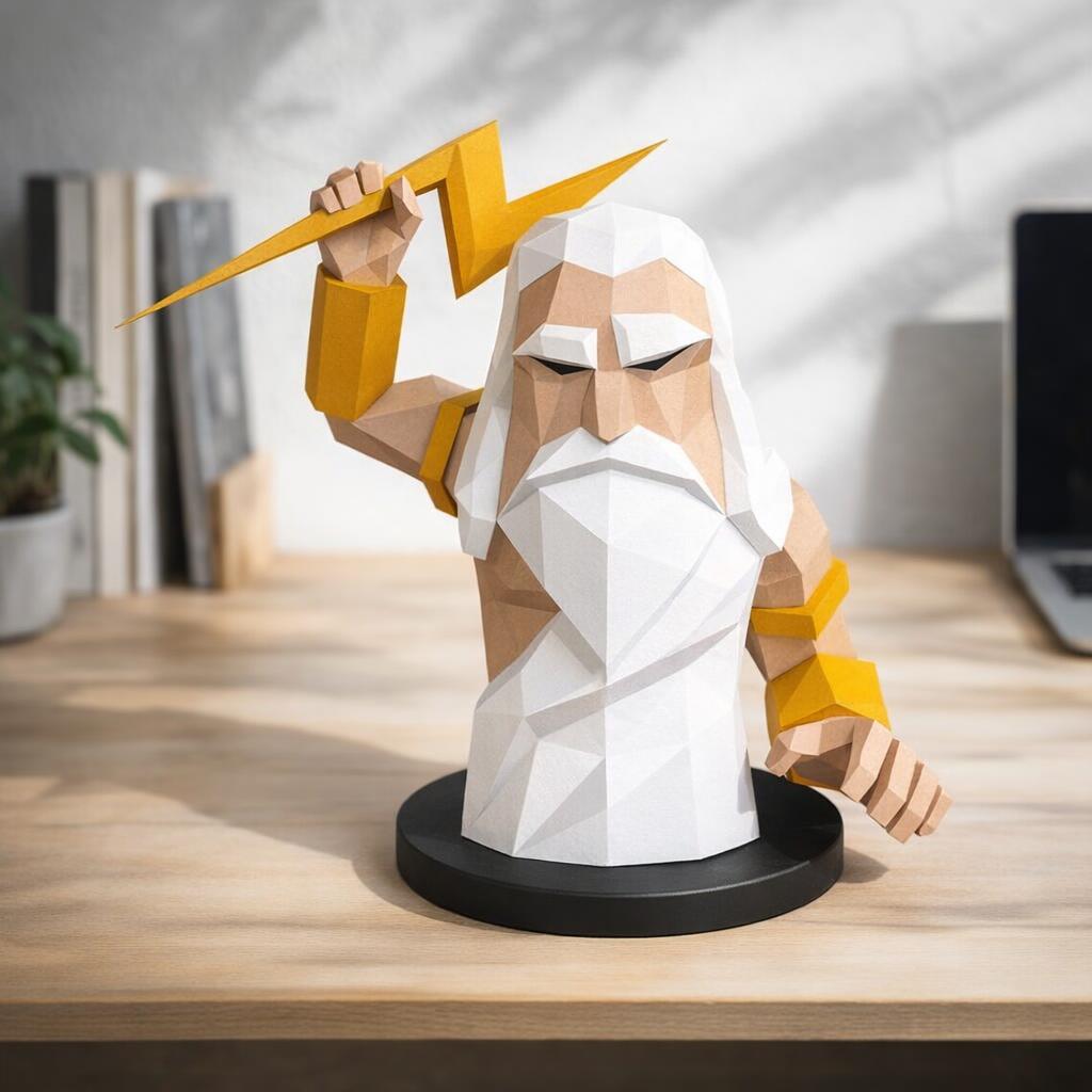 Papercraft Zeus en origami 3D