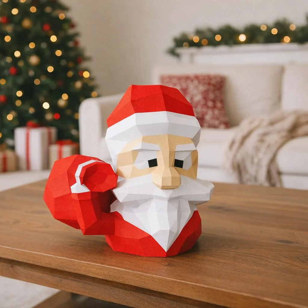 Papá Noel con su saco de regalos en Papercraft 3D