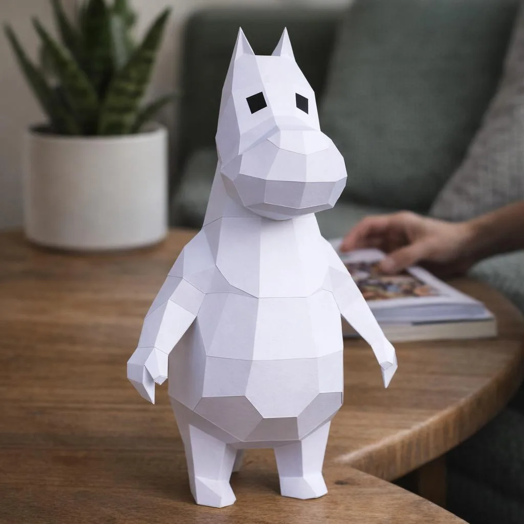 Kleines Nilpferd im 3D-Papercraft