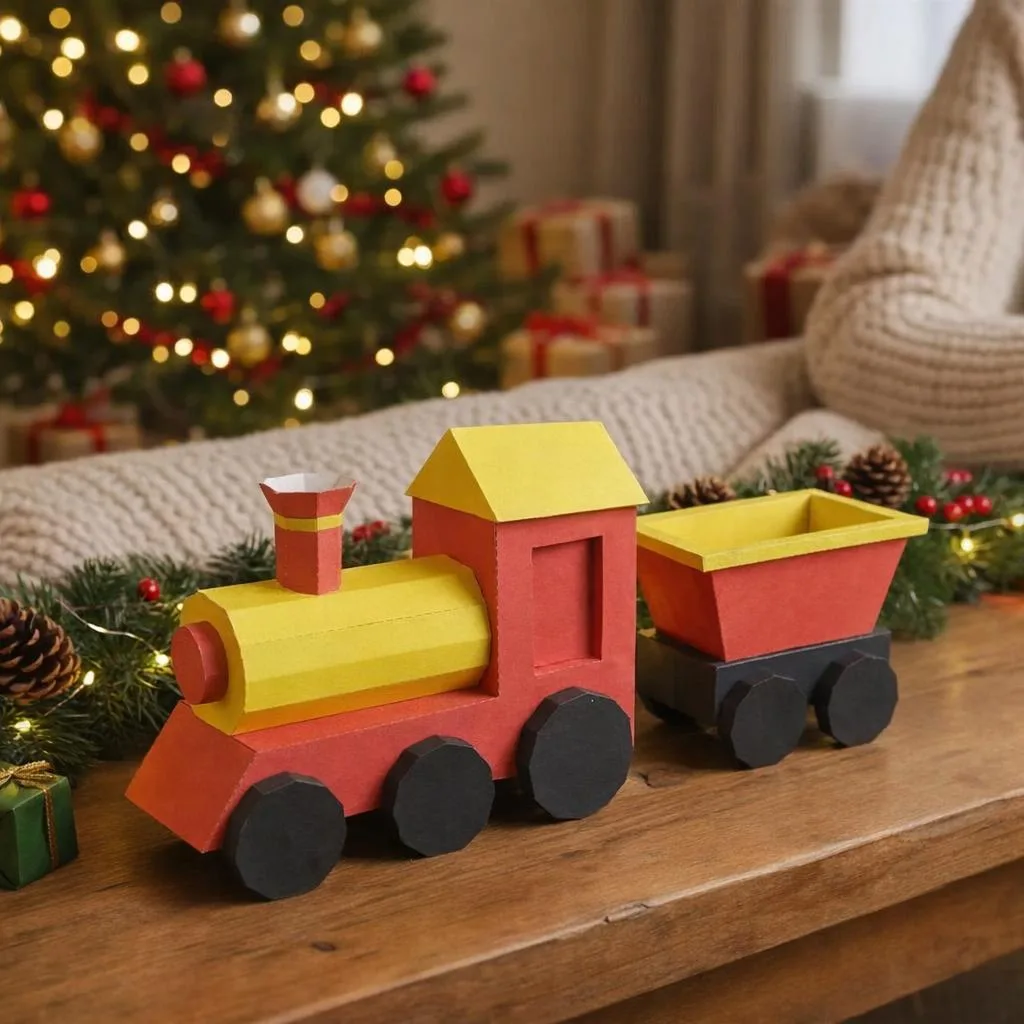Petit train de Noël en Papercraft 3d