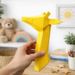 Pequeño trofeo cabeza de jirafa en papercraft 3D para niños