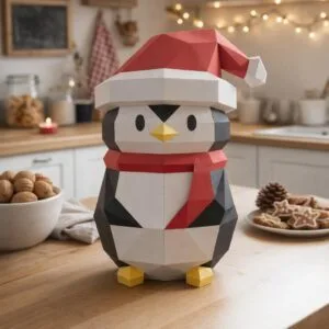 Pingouin de Noël papercraft 3D