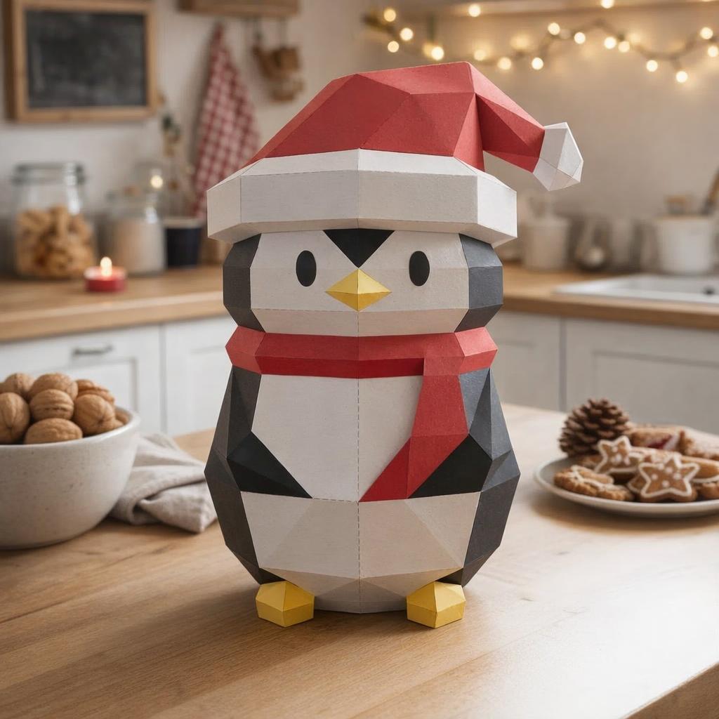 Pingouin de Noël papercraft 3D