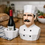 Flaschenhalter Chef – Kochbüste aus 3D-Papercraft