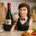 Portabotellas decorativo - Camarera retro en papercraft 3D