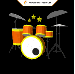 Instrument de musique batterie en papercraft 3D