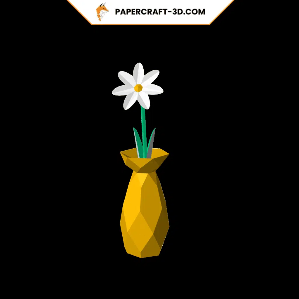 Jarrón con flor en Papercraft 3D