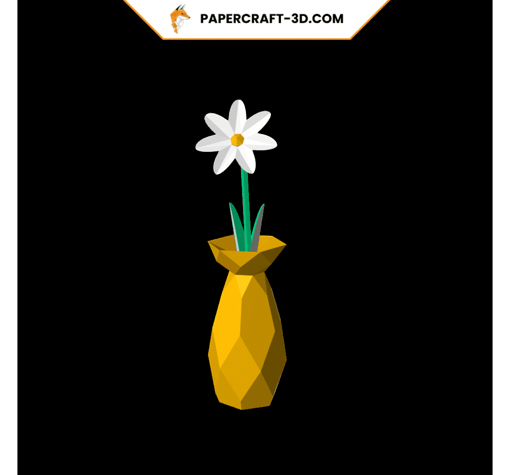 Vase avec fleur en papercraft 3D
