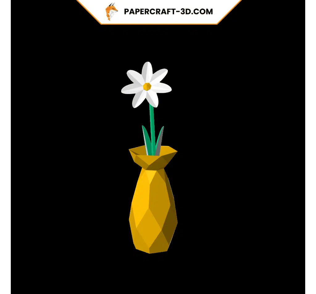 Vase with flower in 3D Papercraft
