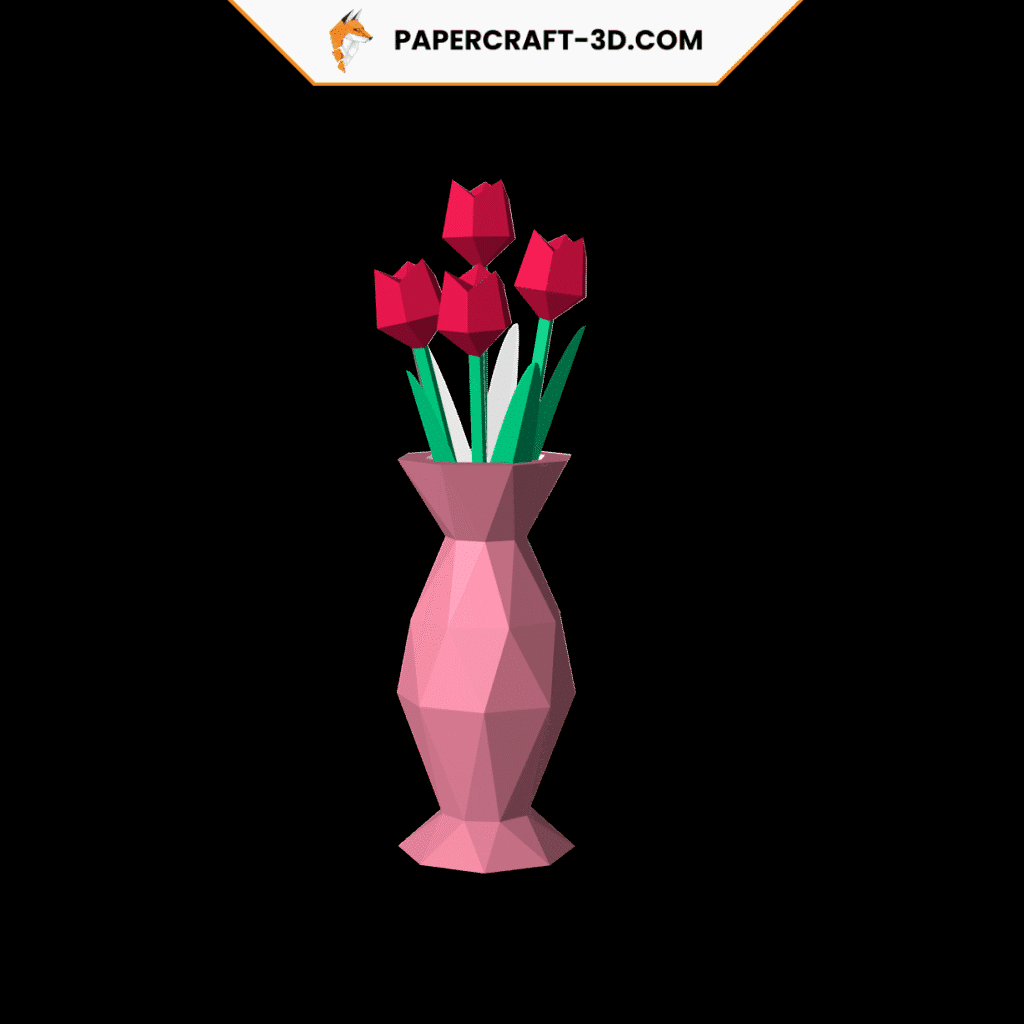 Vase avec Tulipe en papercraft 3D