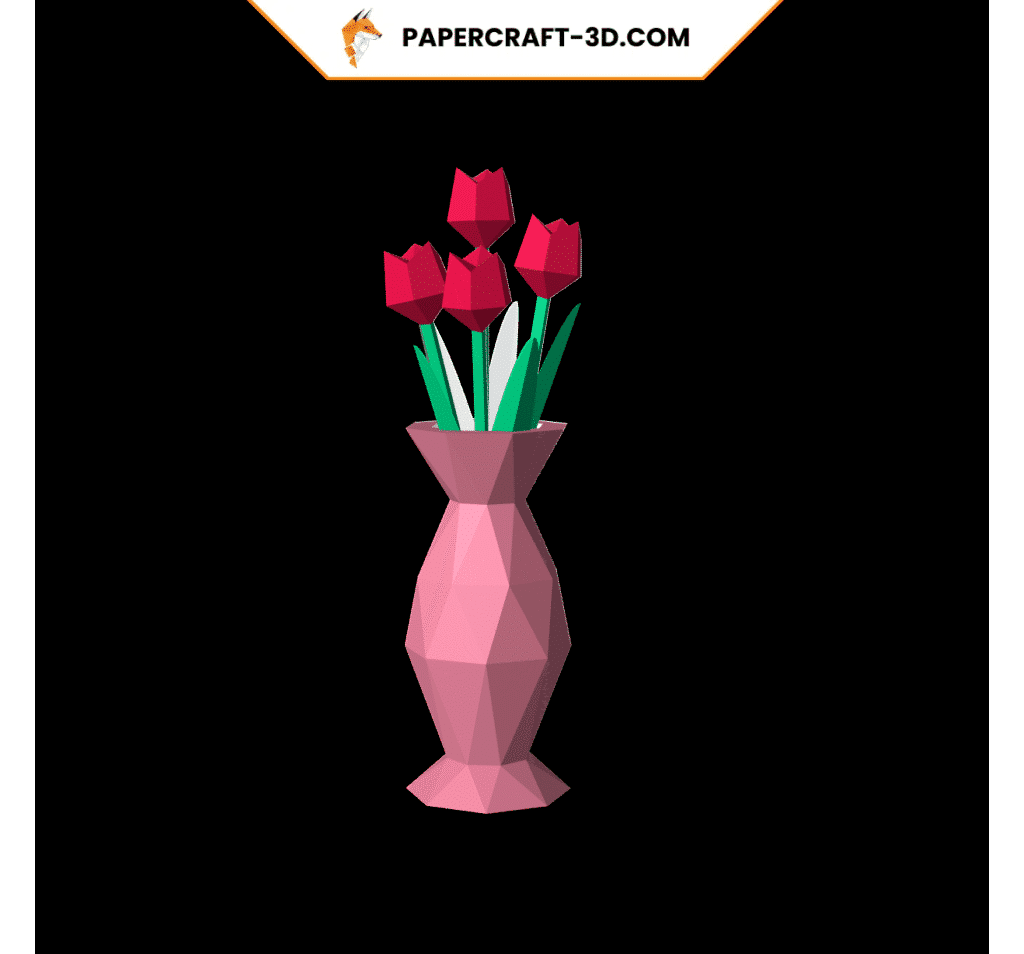 Vase avec Tulipe en papercraft 3D