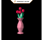 Vase avec Tulipe en papercraft 3D